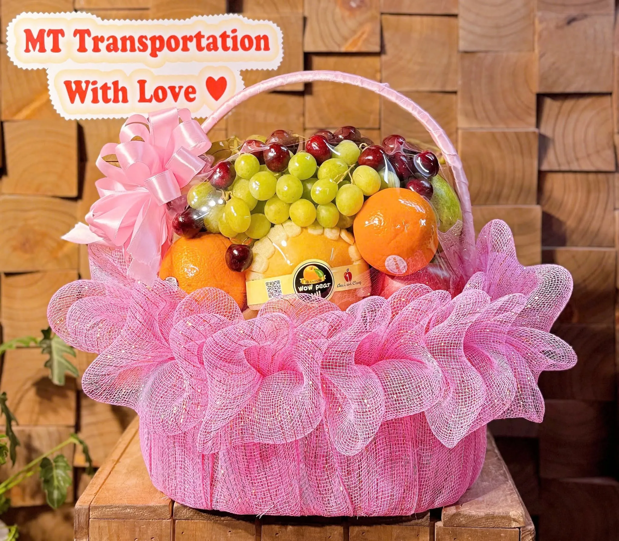 Giỏ trái cây hồng kèm thiệp tặng kèm tại Tây Sơn, Bình Định