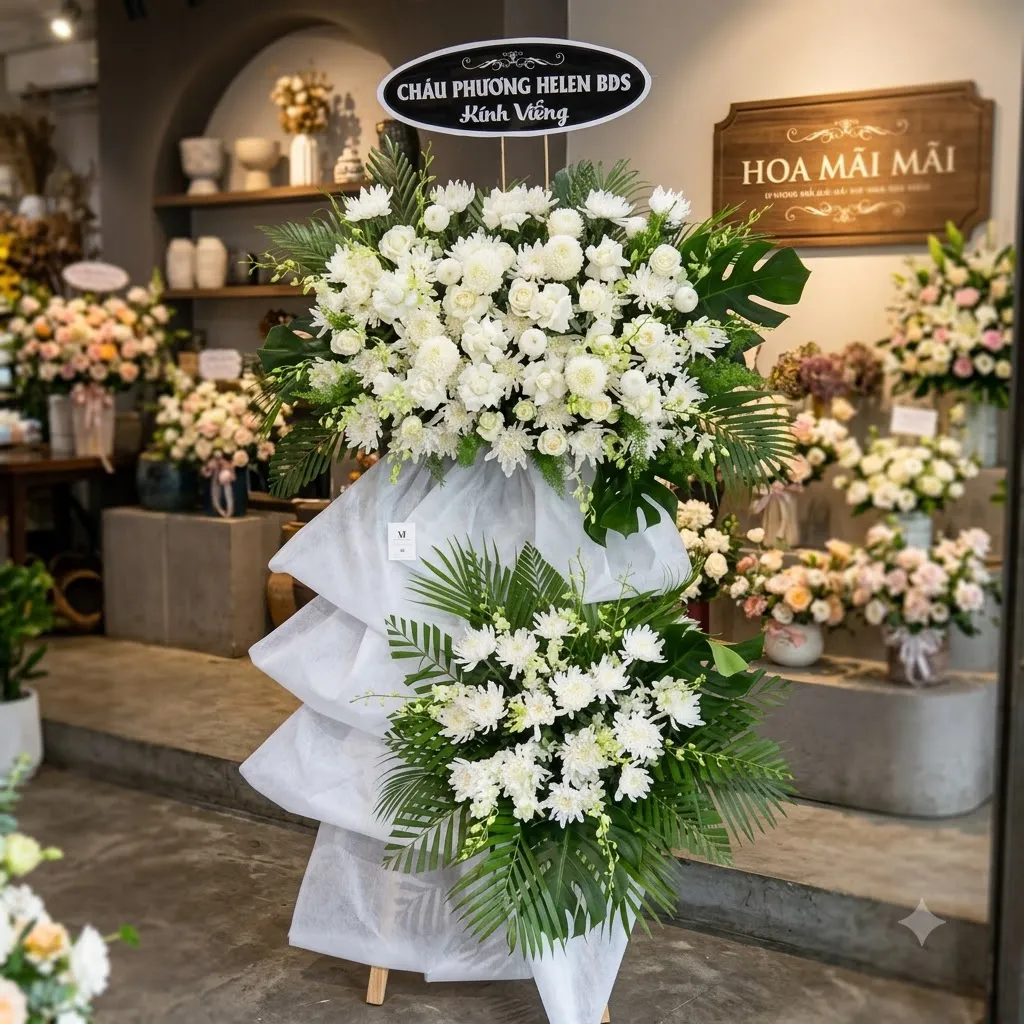 Kệ hoa tang 2 tầng tông trắng giao tận nơi tại Bình Phước
