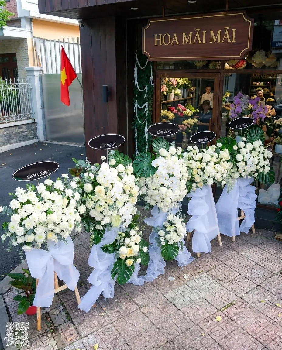 Kệ hoa tang 1 tầng tông trắng - kem giao tận nơi tại Bình Phước