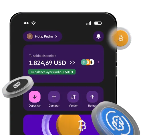 Imagen de un celular utlizando la cripto app de Ripio