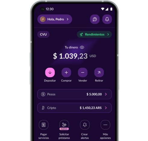 Representación del uso de la Wallet en la app