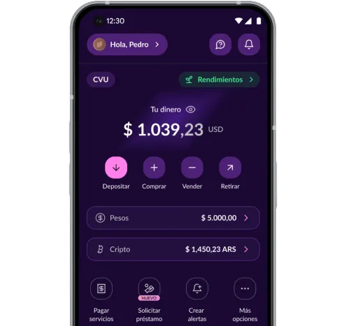 Representación del uso de la Wallet en la app