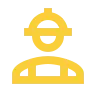 Yellow icon of a construction worker wearing a hard hat and safety vest.