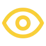 Yellow outlined eye icon on a white background.