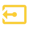 Yellow swipe left arrow icon inside a rounded rectangle frame.