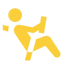 Yellow icon of a person seated and driving a vehicle.