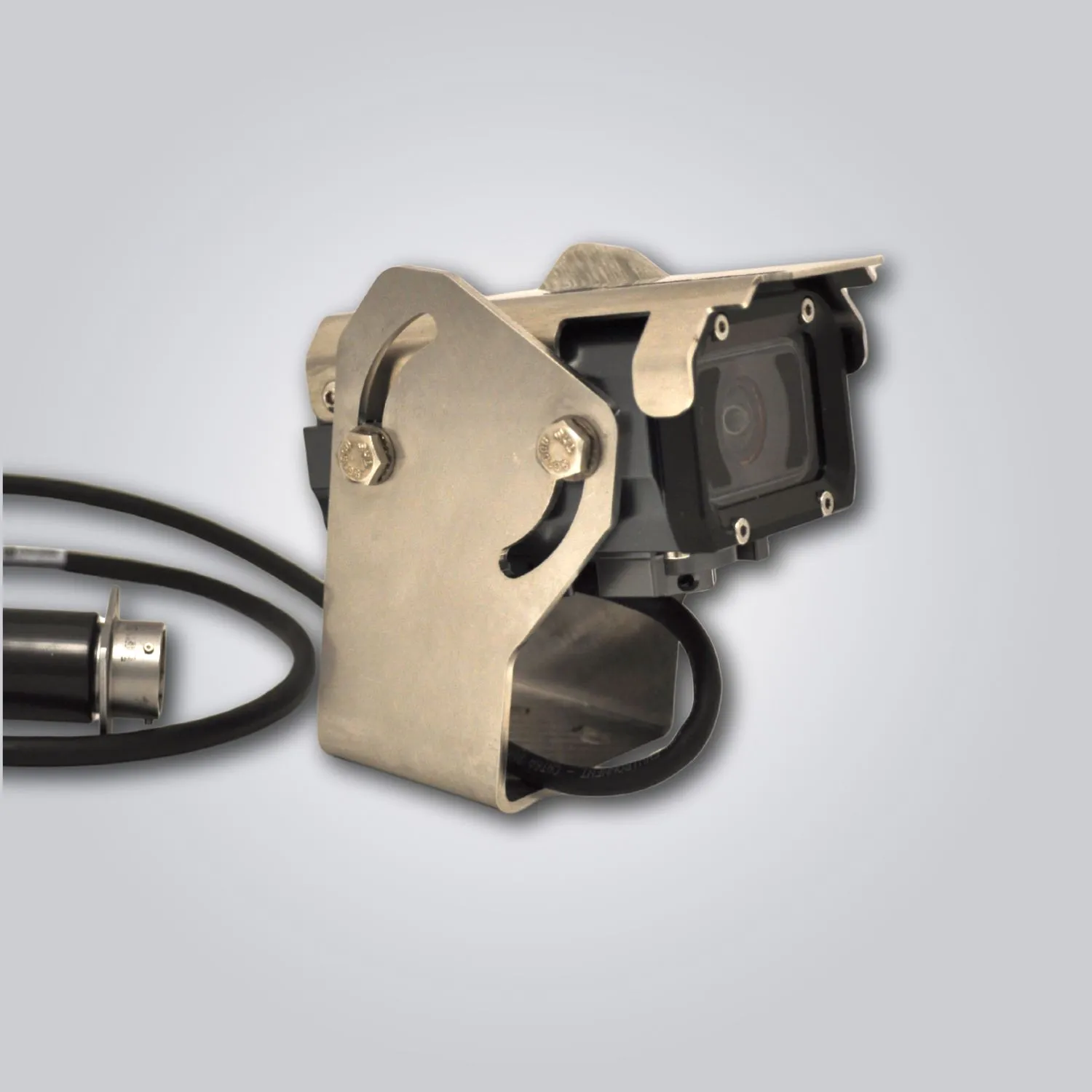 ToughCam-1000 Gen II rugged industrial camera on a light grey background - front 3/4 angle
