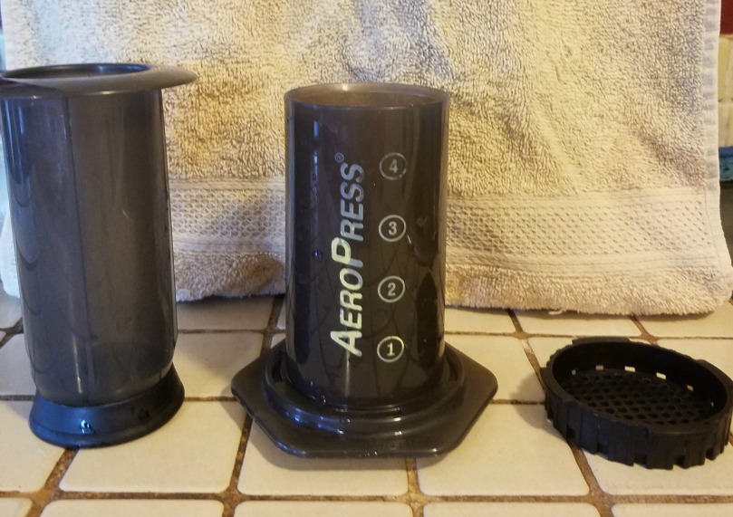 3 parts of an aeropress