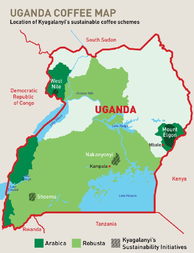 uganda coffee map