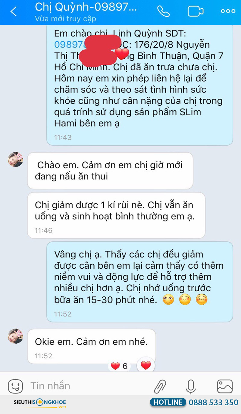 phản hồi khách hàng viên sủi slim hami