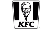 Logo de KFC avec le visage stylisé du Colonel Sanders au-dessus des lettres KFC.