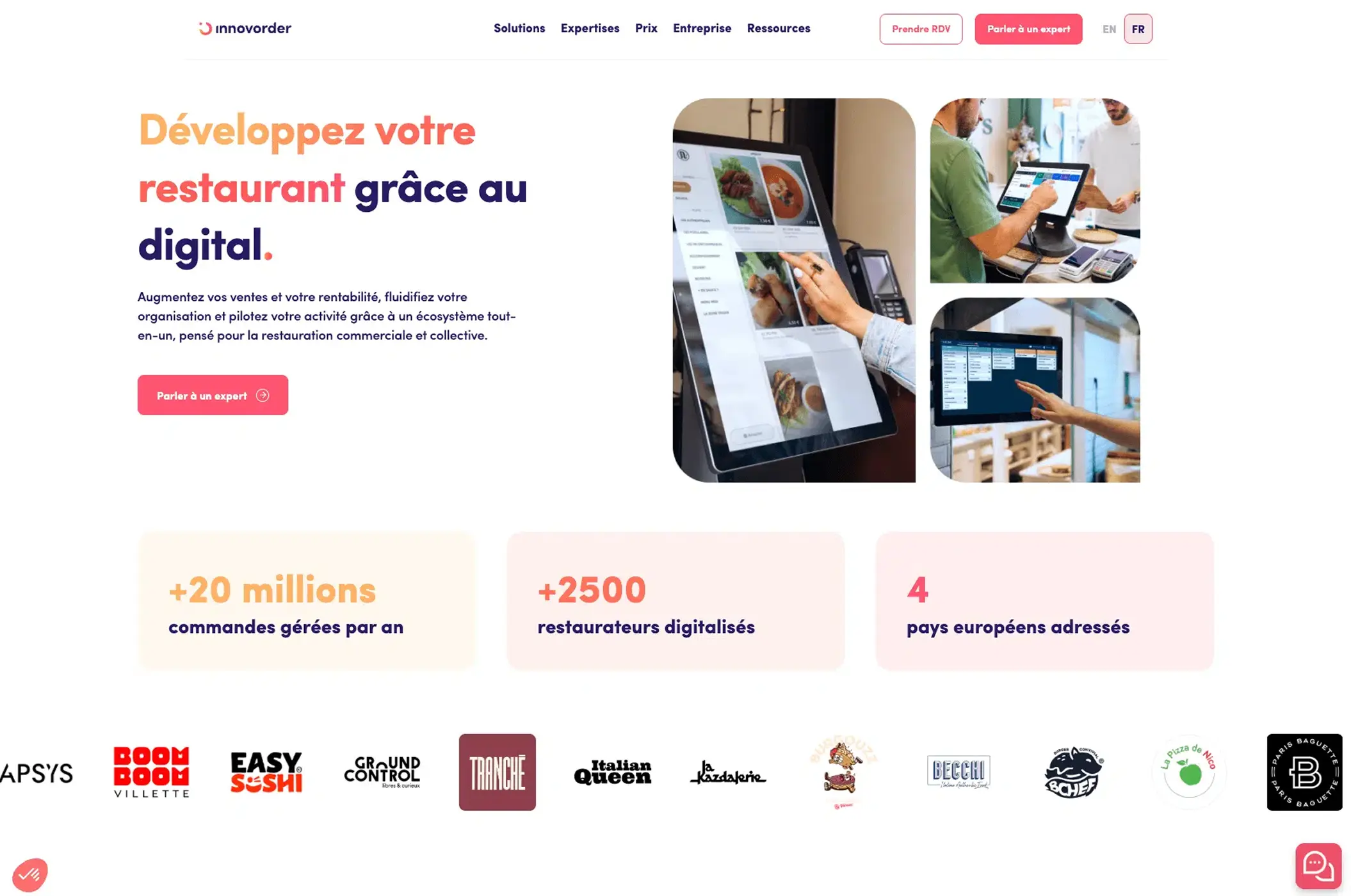 Interface du logiciel de caisse Innovorder pour restauration rapide