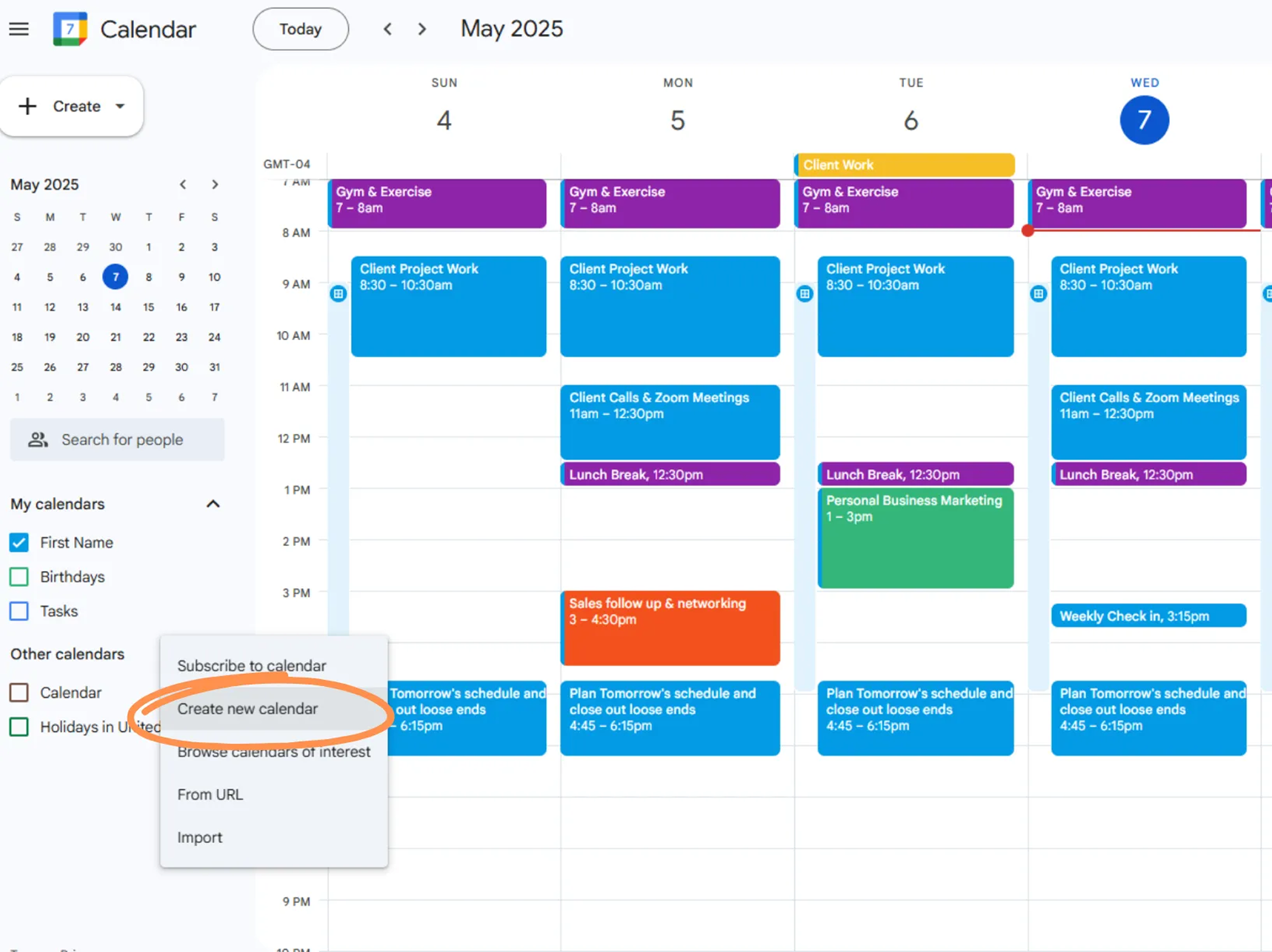 Interface de Google Calendar pour organiser un planning de garde partagé
