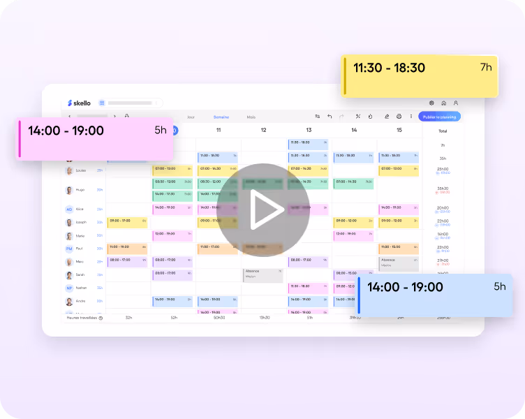 Interface Skello - suivi des heures et conformité