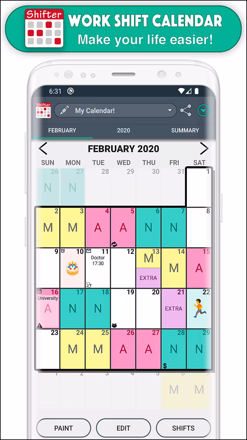 Shifter Calendar app gratuita per turni di lavoro