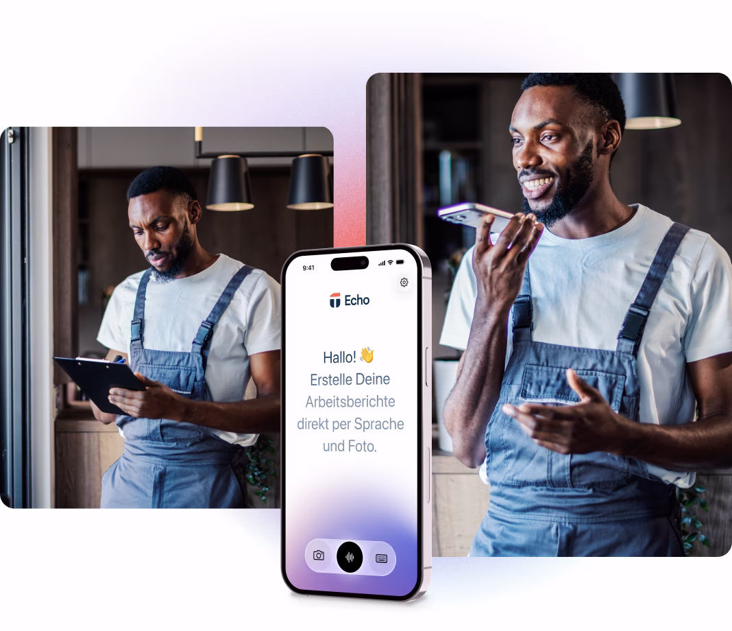 Handwerker nutzt die KI-Dokumentations-App ToolTime Echo
