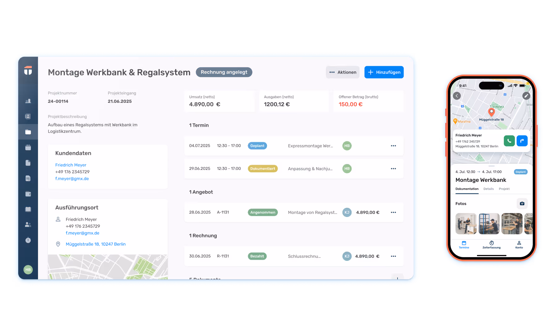 Montageservicesoftware und App von ToolTime