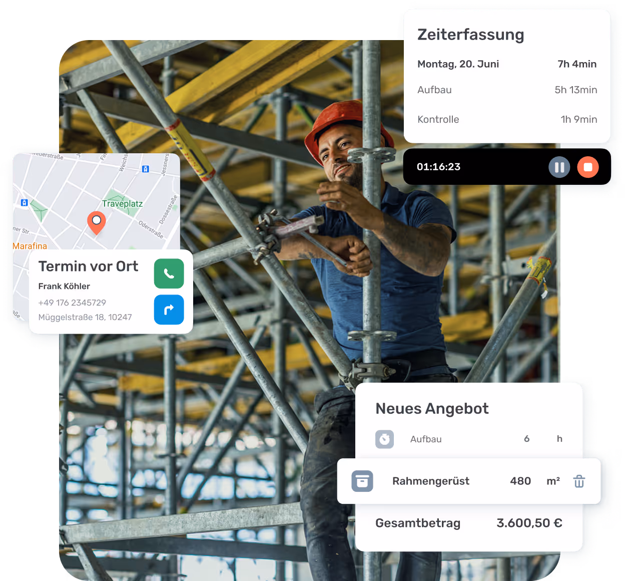 Gerüstbauer nutzt HandwerkersoftwareToolTime