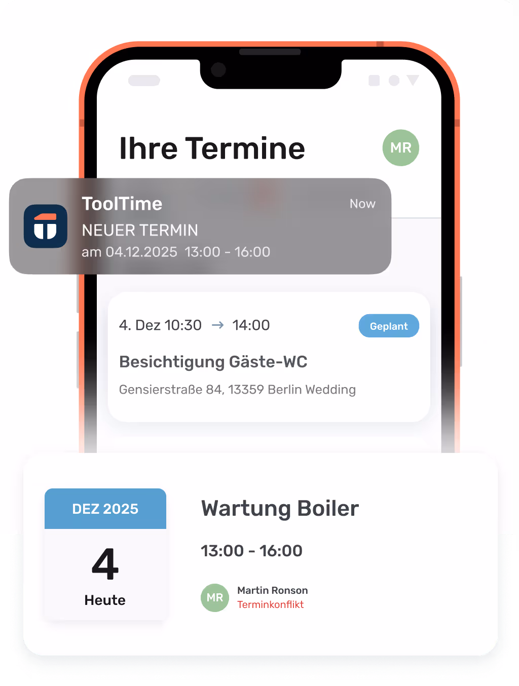 Automatische Terminbenachrichtigungen in der ToolTime App