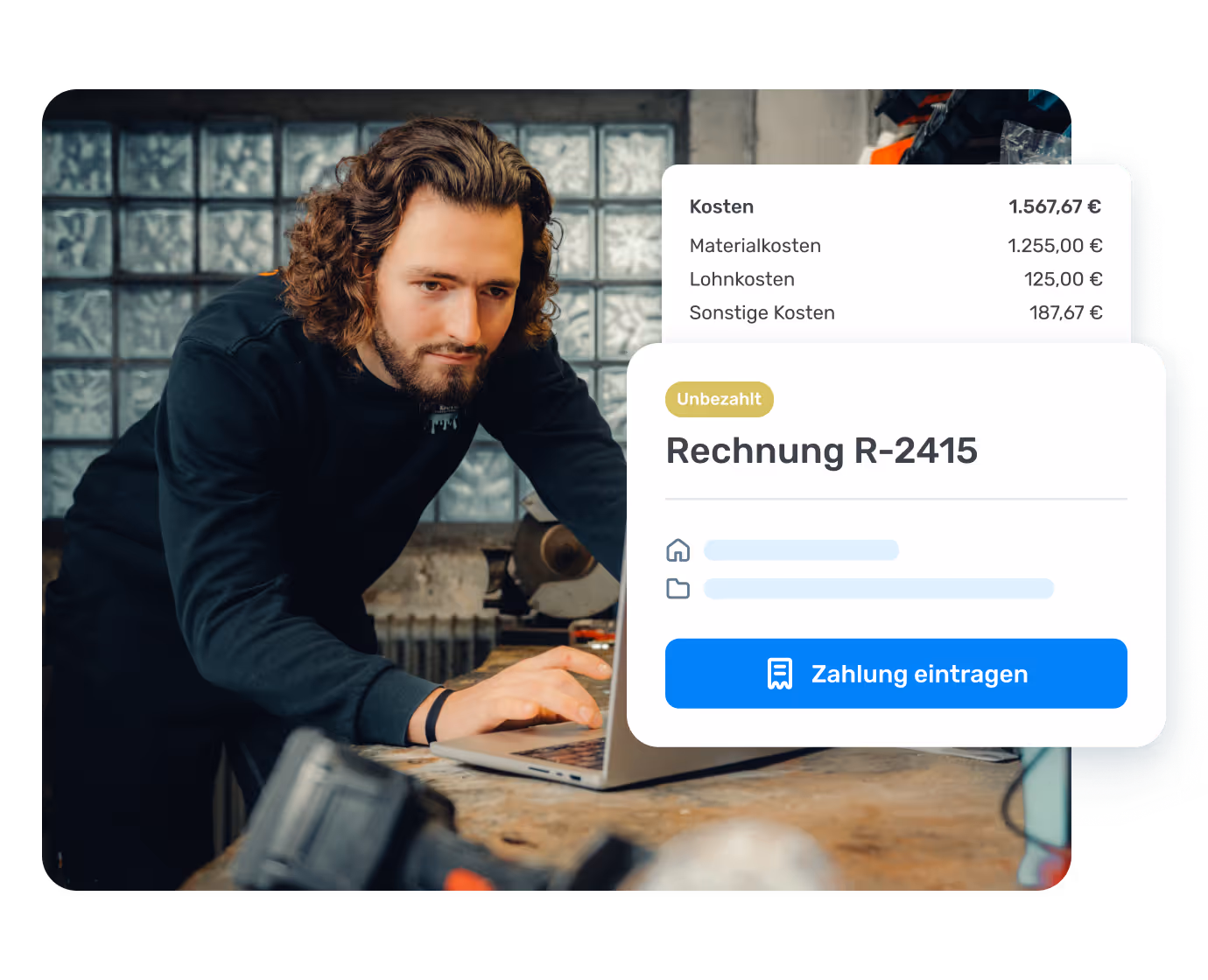 Handwerker kalkuliert Projekt mit ToolTime