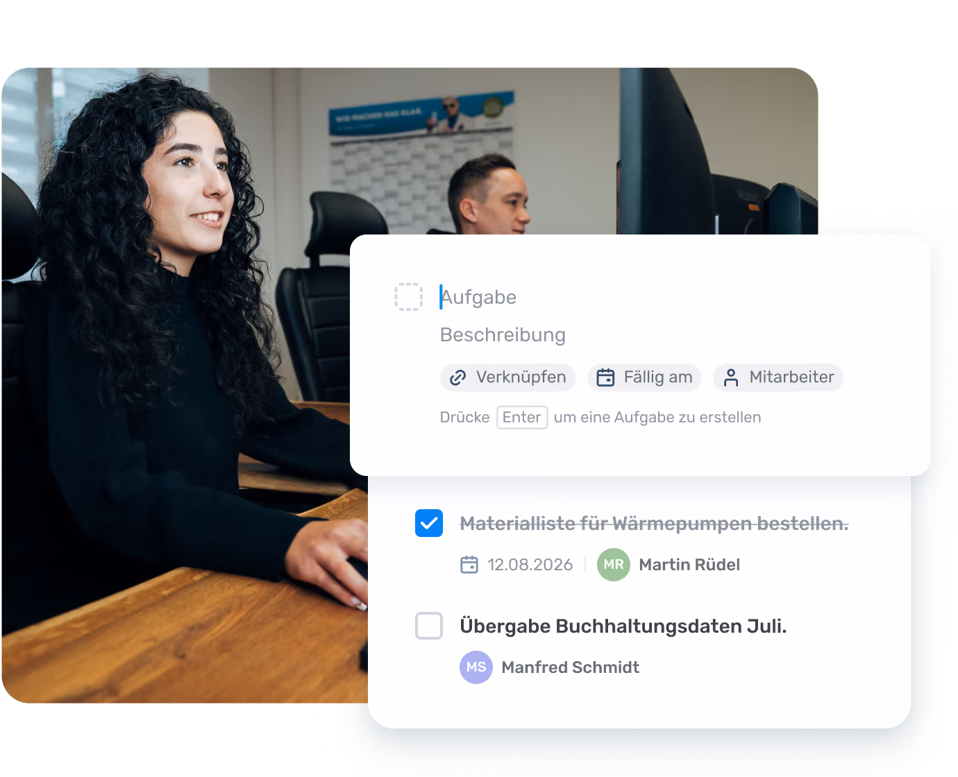 Handwerker erstellt eine Aufgabe in ToolTime