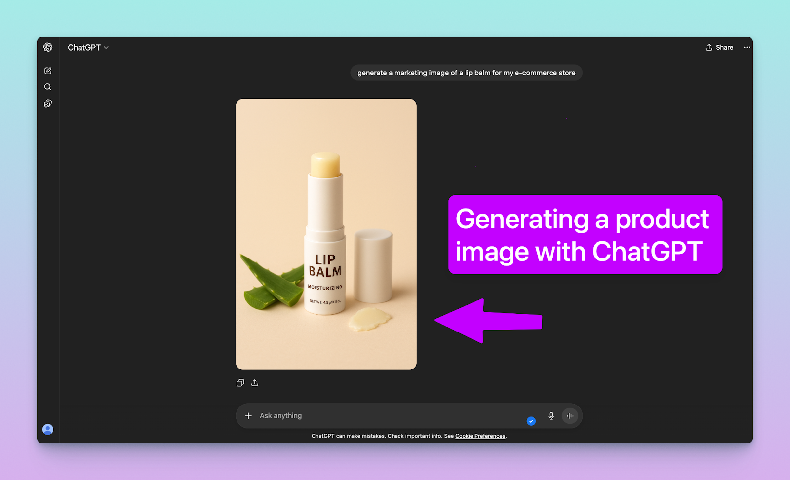 image showing creating a product image using GPT