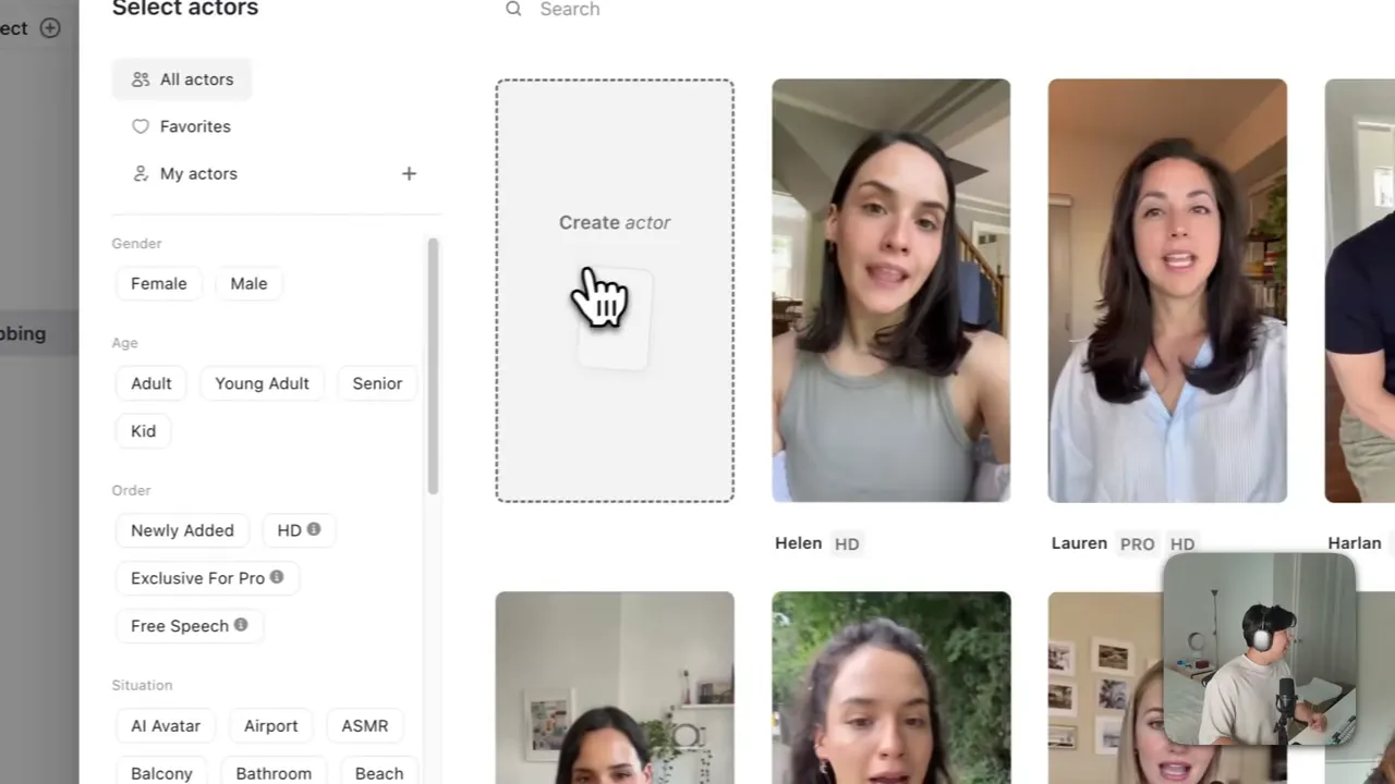 ArcAds create actor interface