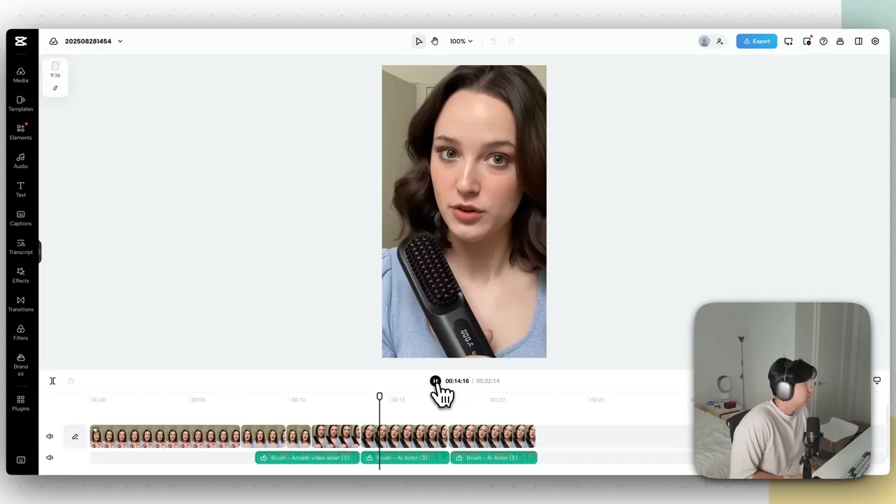 Final compiled AI UGC video preview in editor