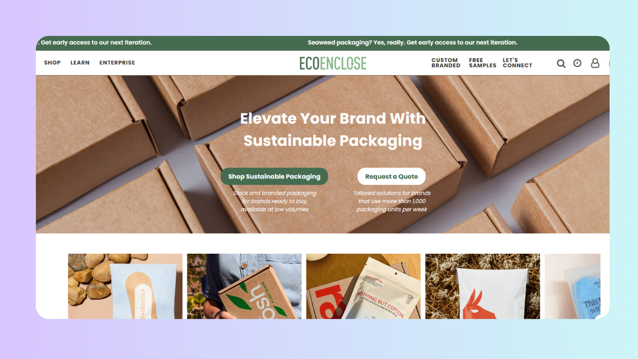 Image showing EcoEnclose website landing page