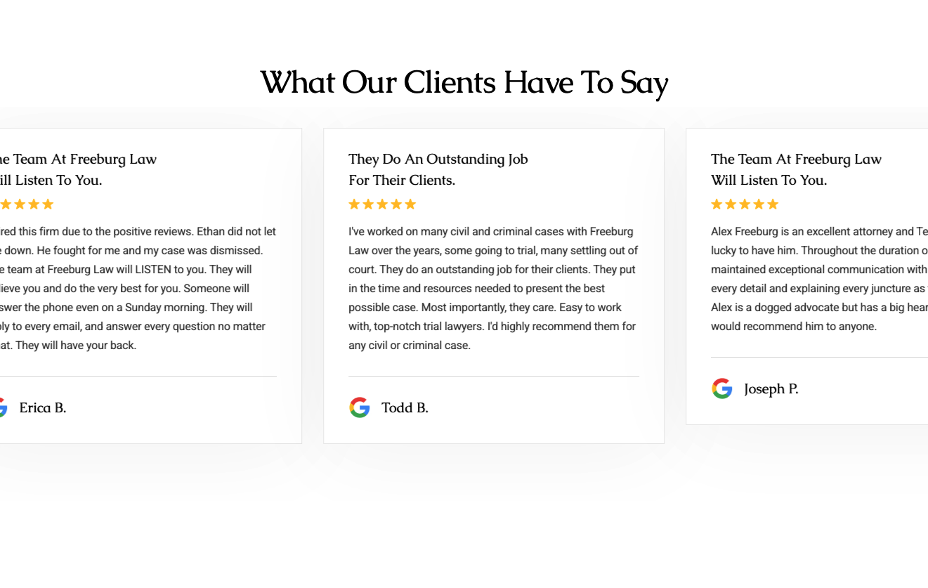 screenshot of a website testimonial section