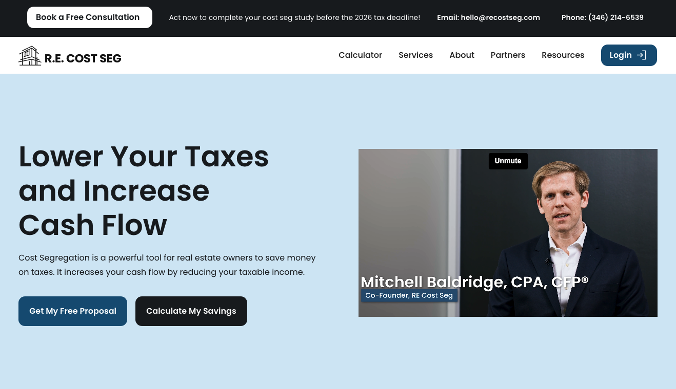 screenshot of a website homepage about tax calculation