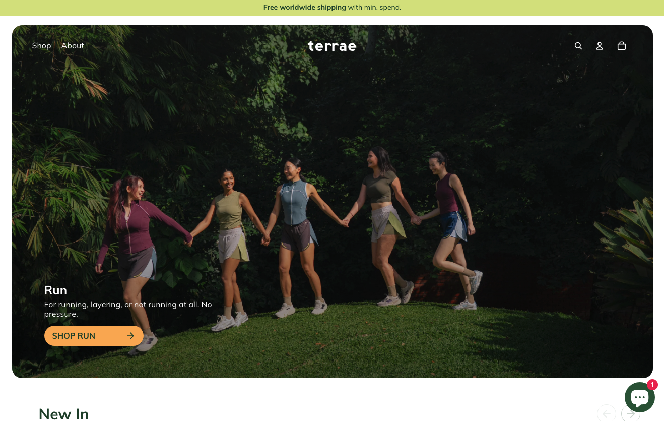 screenshot of the homepage of a sports e-commerce store