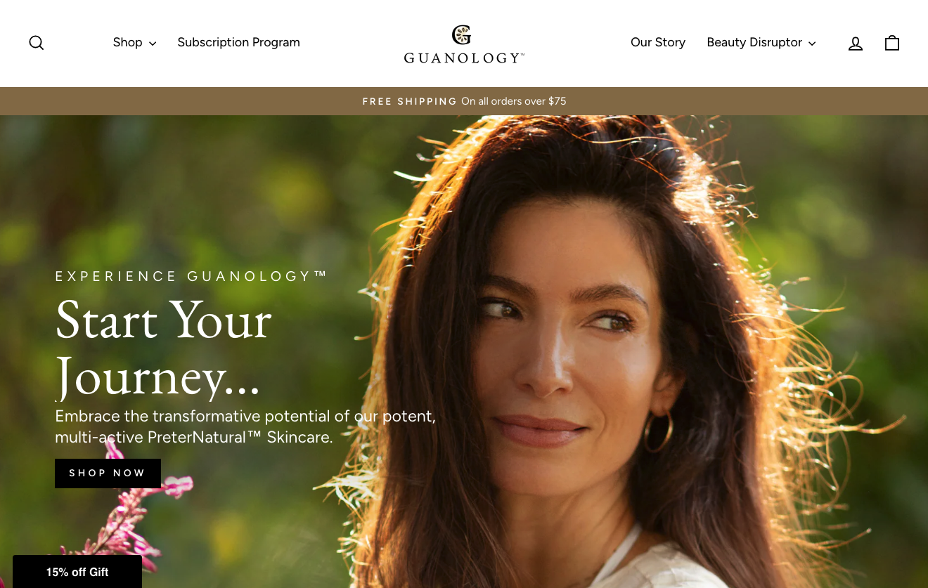 image showing the homepage of a beauty website