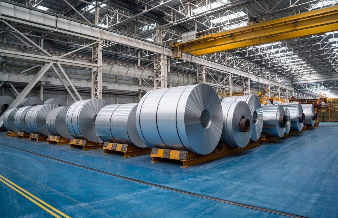 Bobines d'acier dans une usine métallurgique