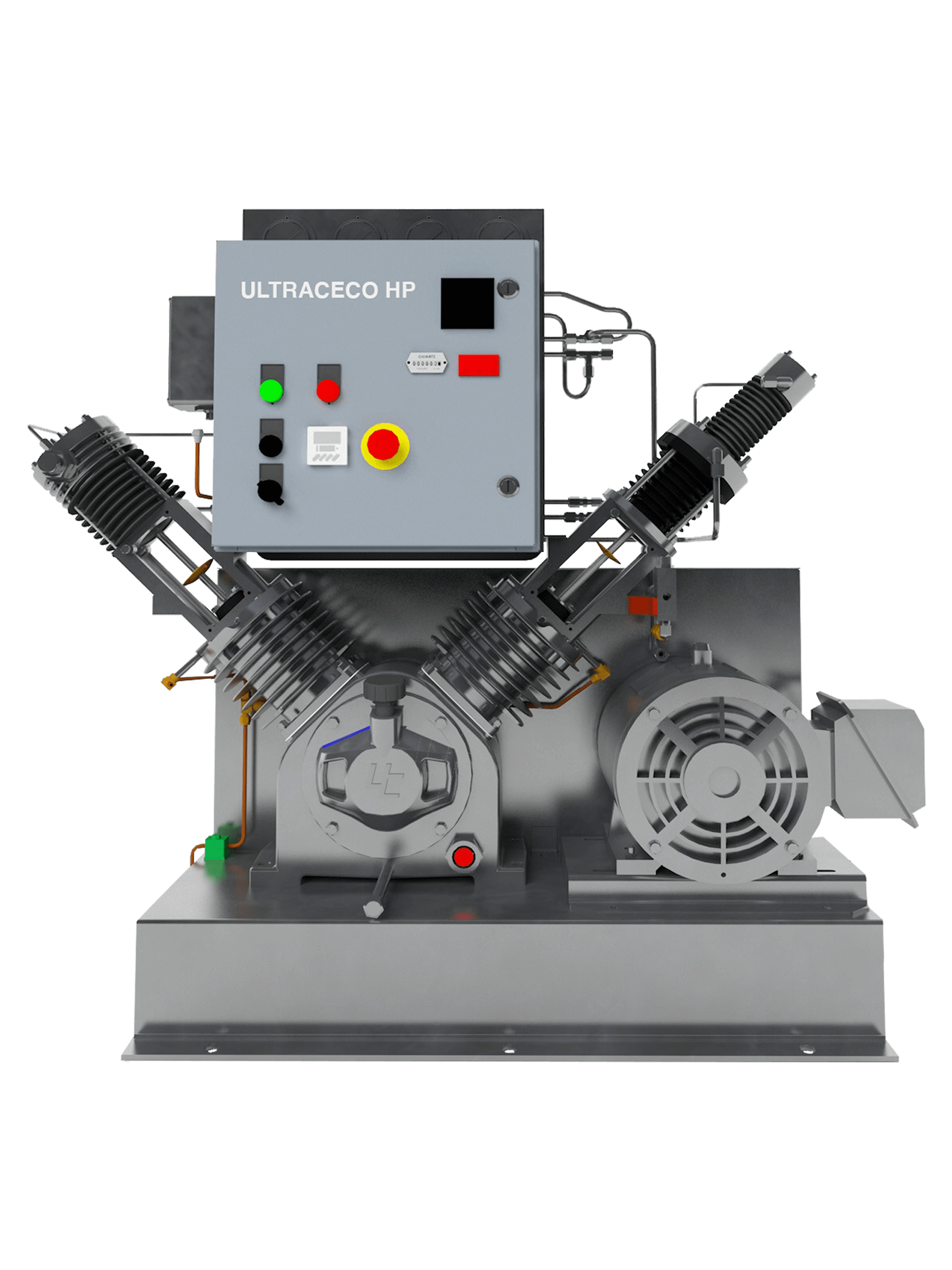 The high-pressure oxygen booster ULTRACECO HP was developed to meet the requirements of safe and reliable oxygen compression service with special safety devices and electrical protections.