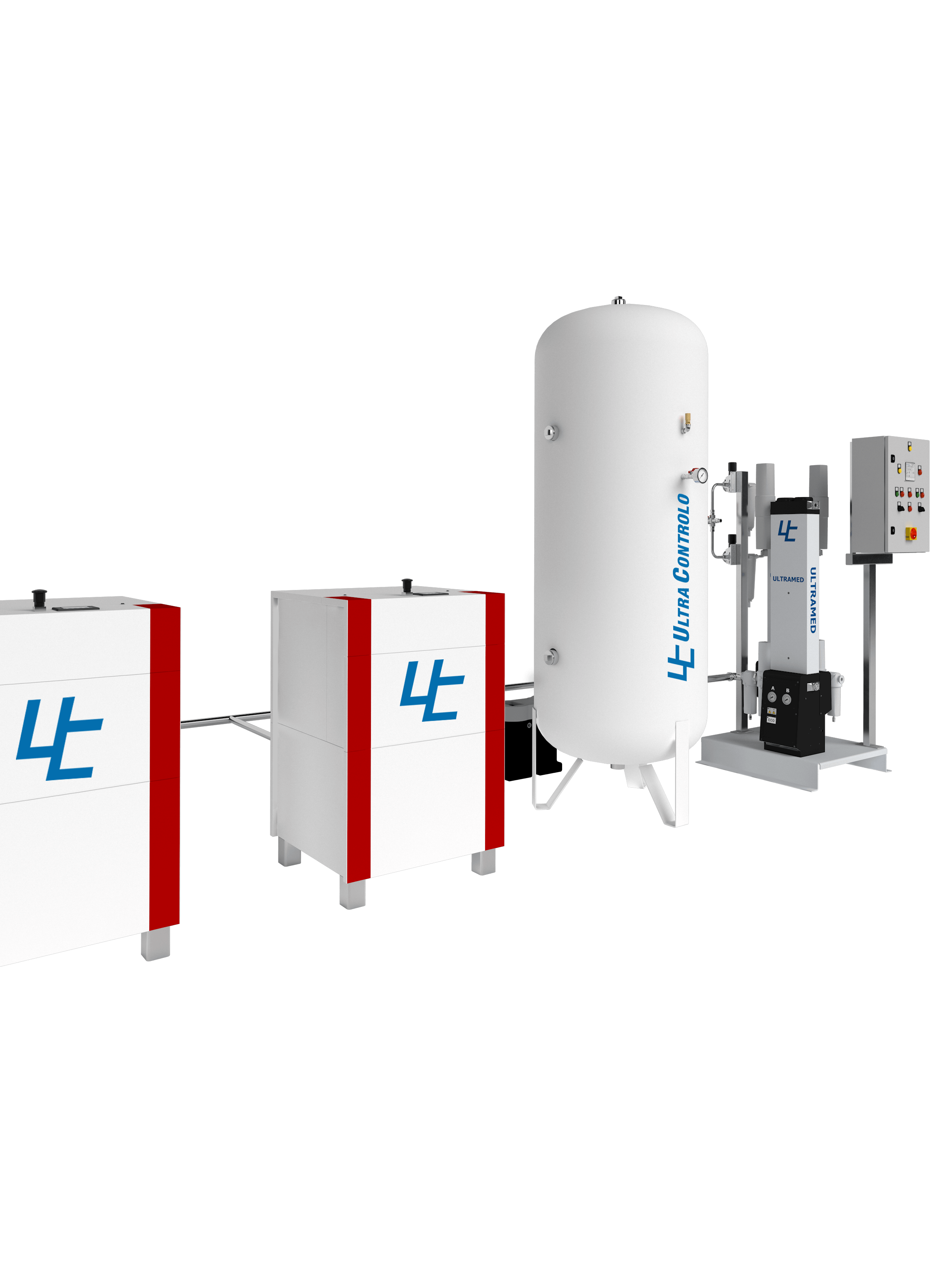 Designed for the production and continuous supply of medicinal compressed air for the medical gas network in healthcare units and in a fully automatic operating regime.