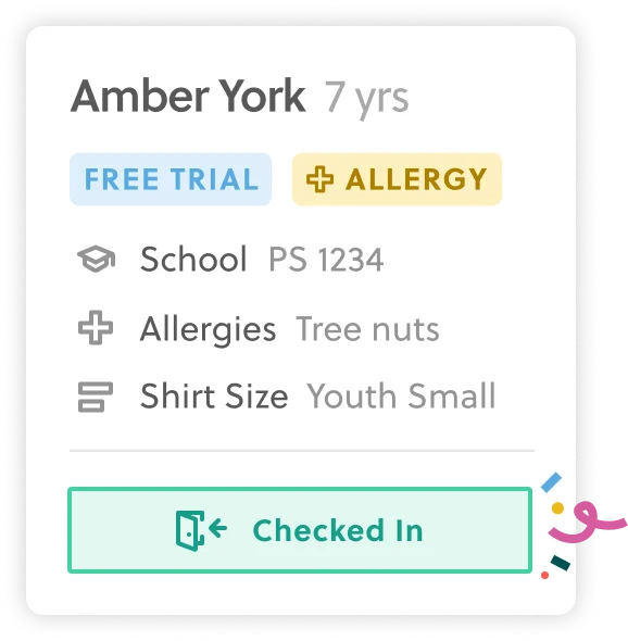 Profile card showing child's info