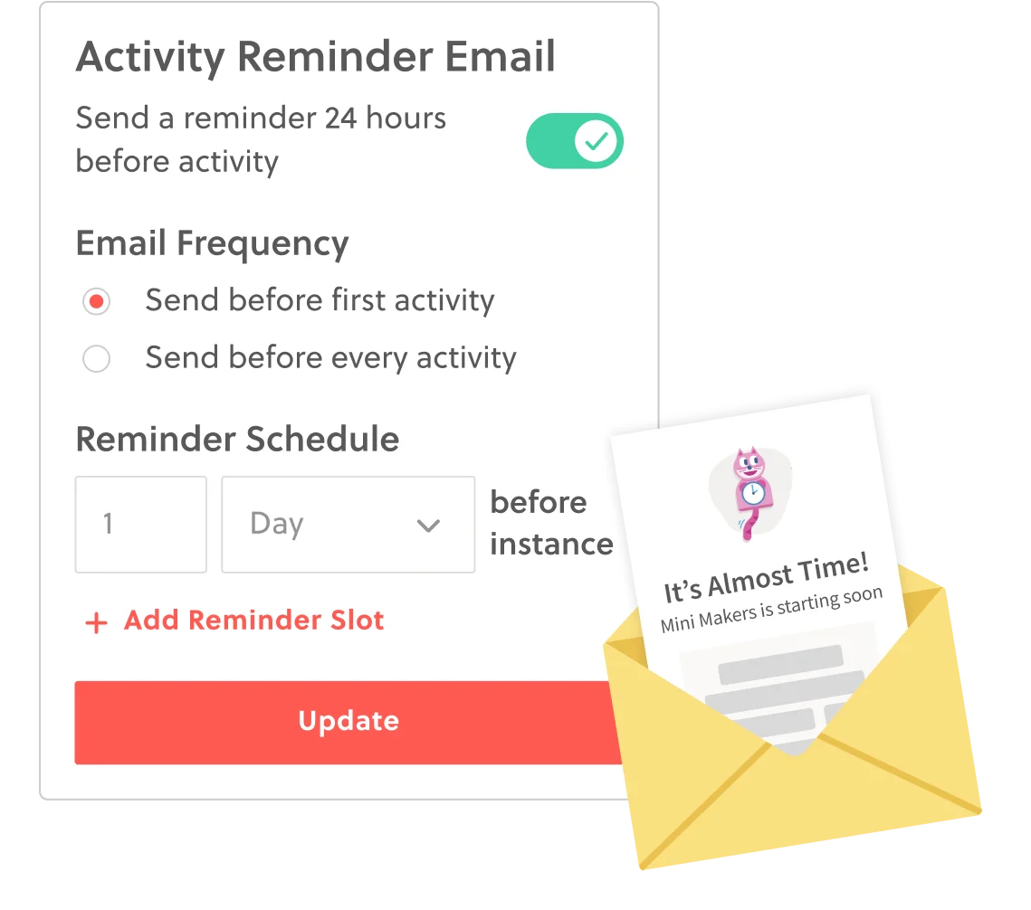 Settings for automatic activity reminder emails