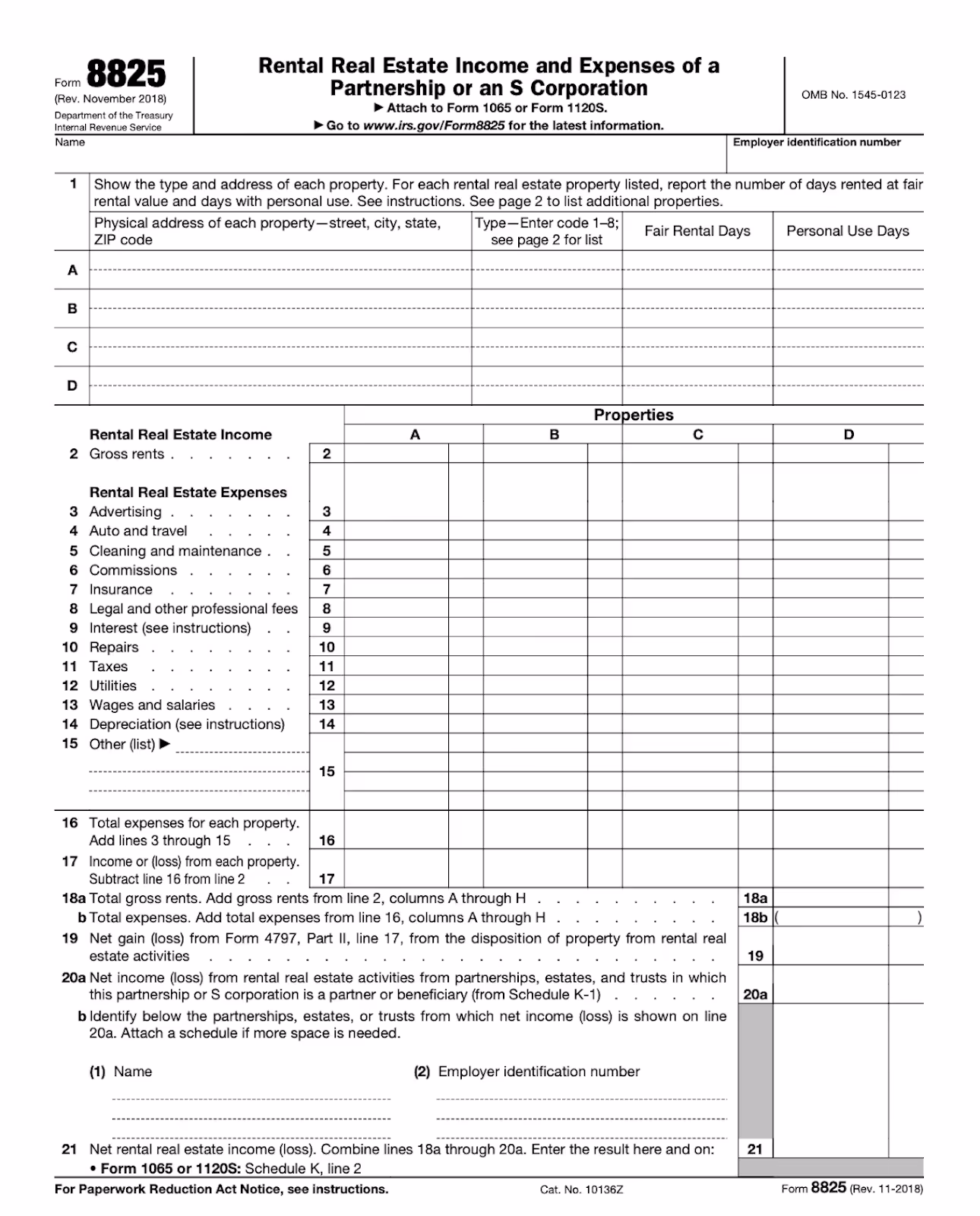 Rental real estate income form 8825