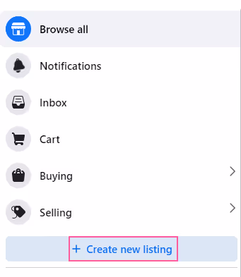 Facebook Marketplace create new listing