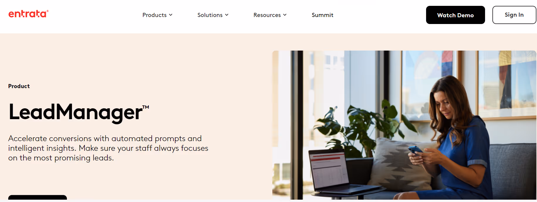 Entrata LeadManager™ product page