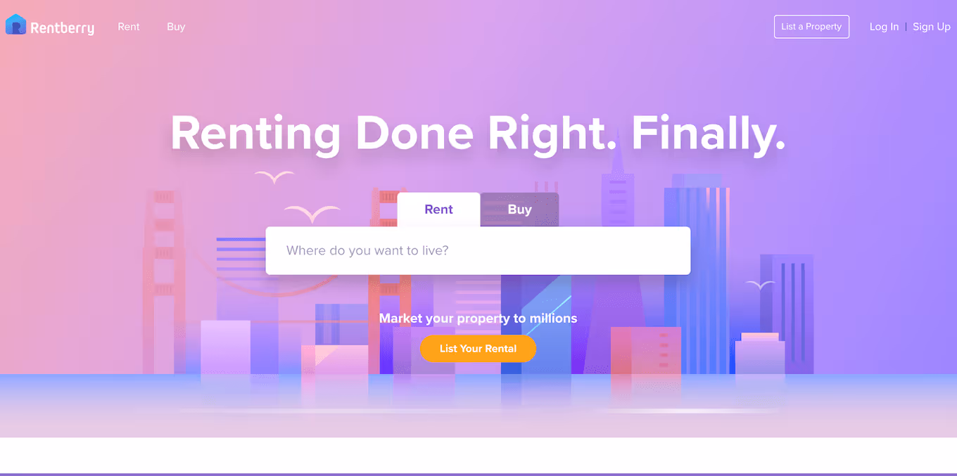 Rentberry homepage screenshot