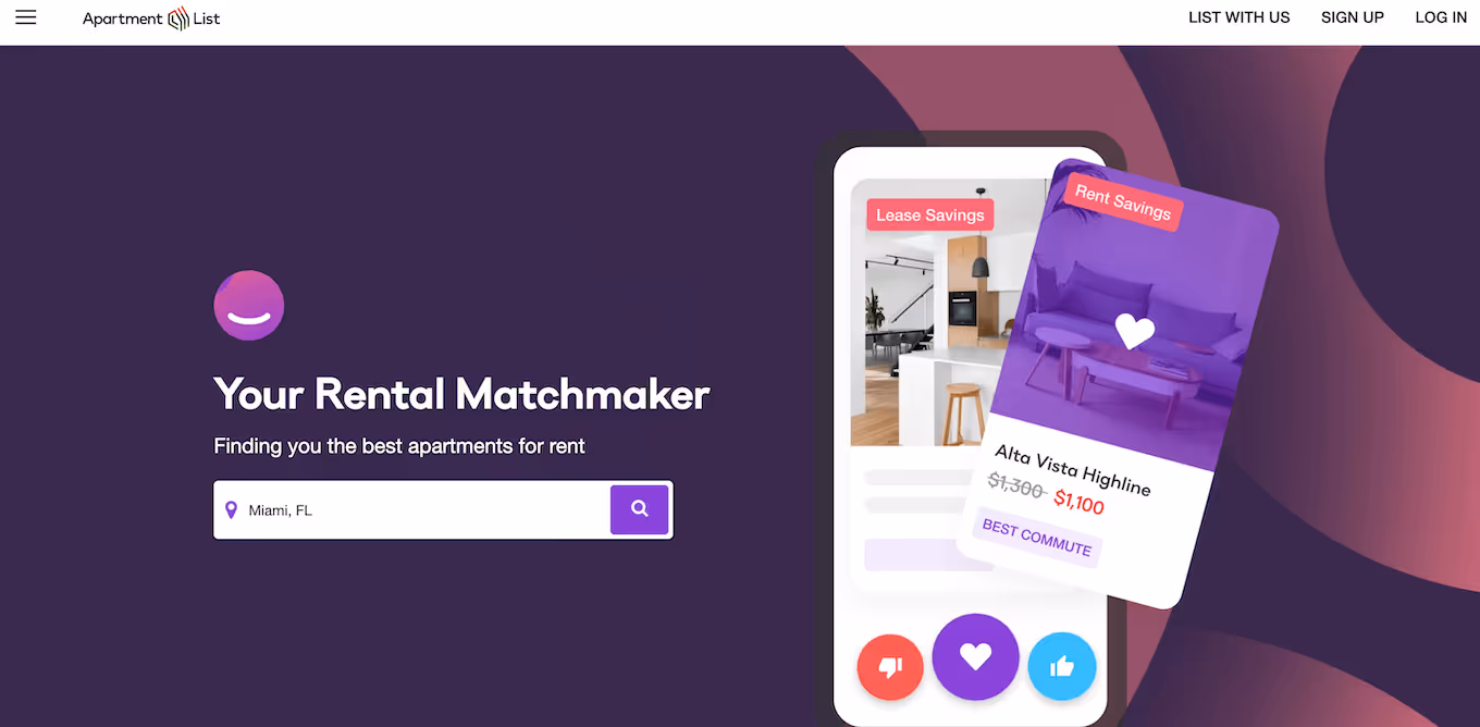Apartment List homepage screenshot