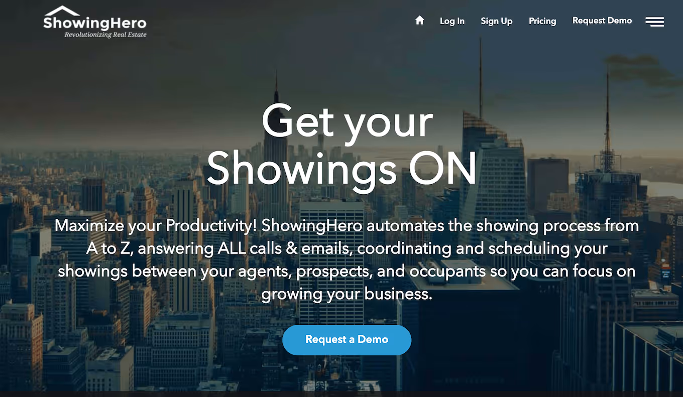 ShowingHero homepage screenshot