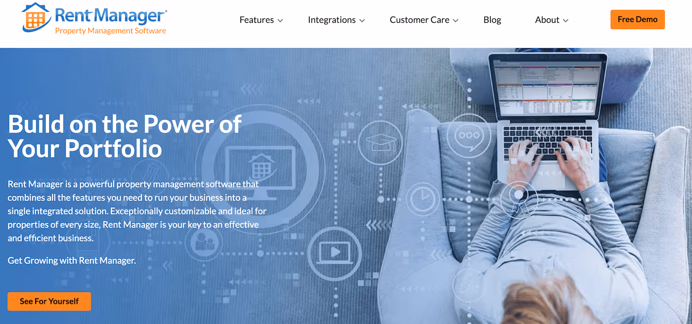 Rent Manager homepage screenshot
