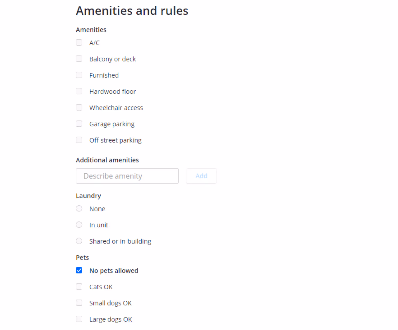 List your property’s amenities