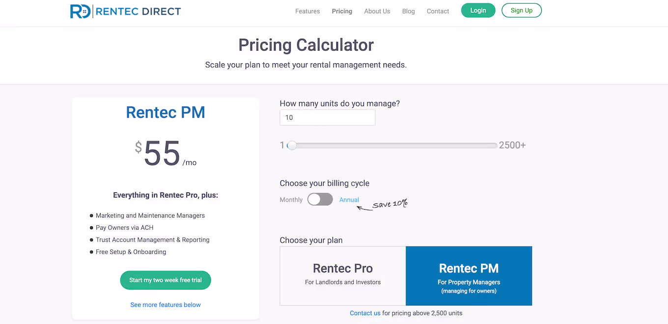 Rentec Direct pricing