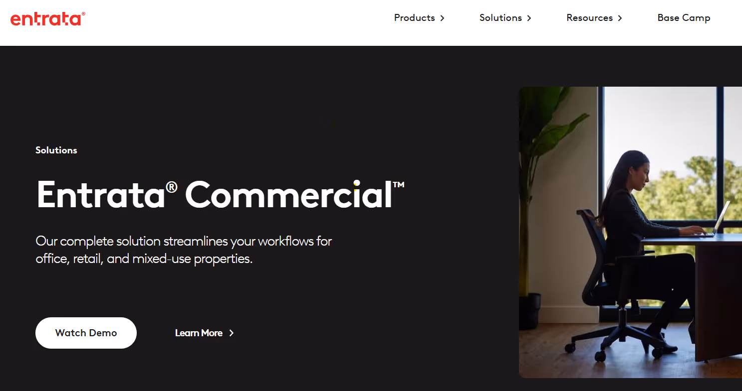 Entrata Commercial Property Management Software Webpage