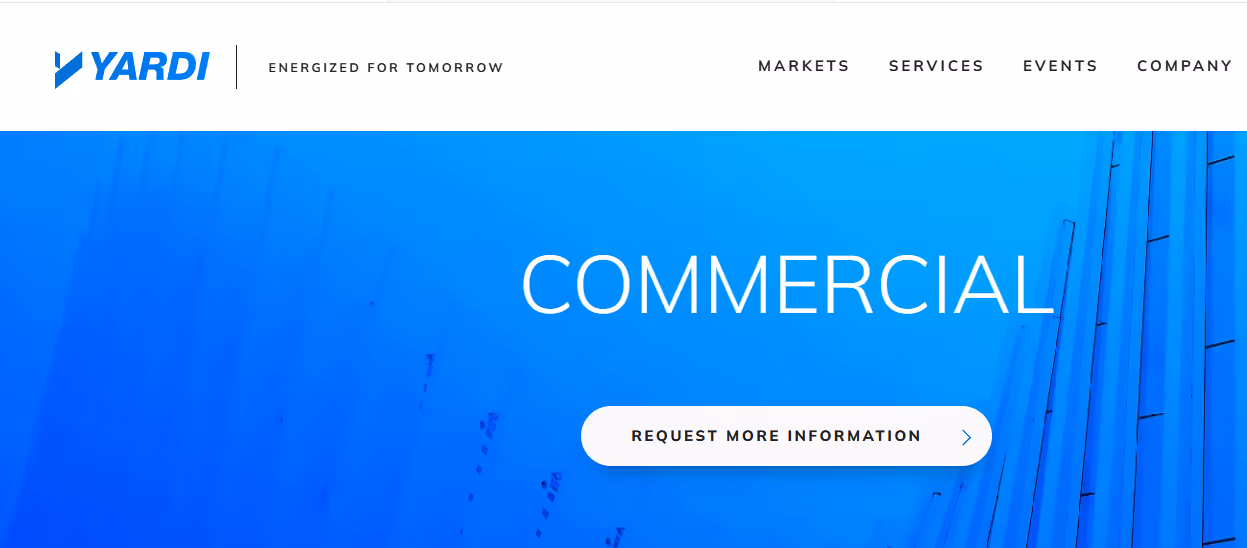 Yardi Commercial Property Management Software Webpage