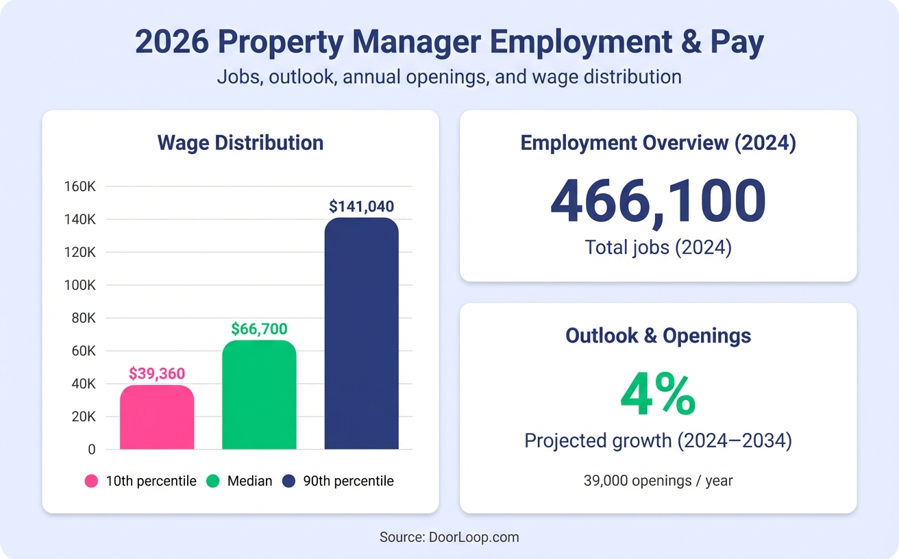 2026 Property Manager Employment and Pay Infographic